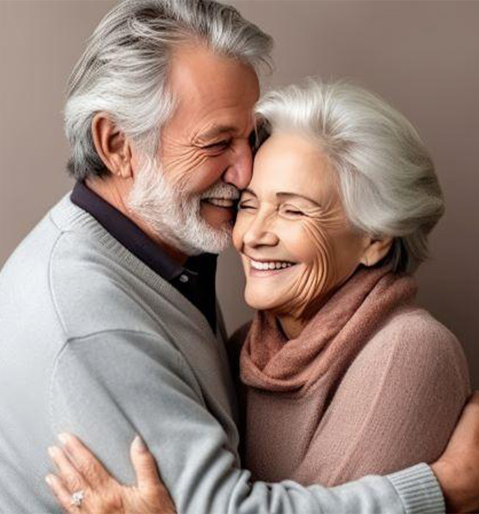 Senior couple enjoying a romantic embrace