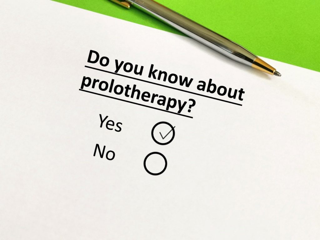 Survey question asking if you know about prolotherapy in Asheville